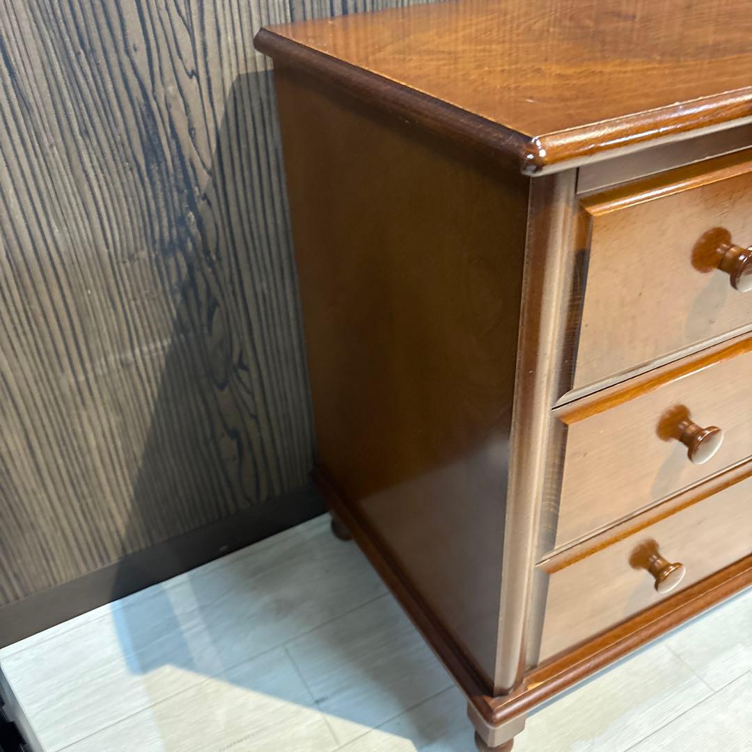 ブラウン木製チェスト 3段