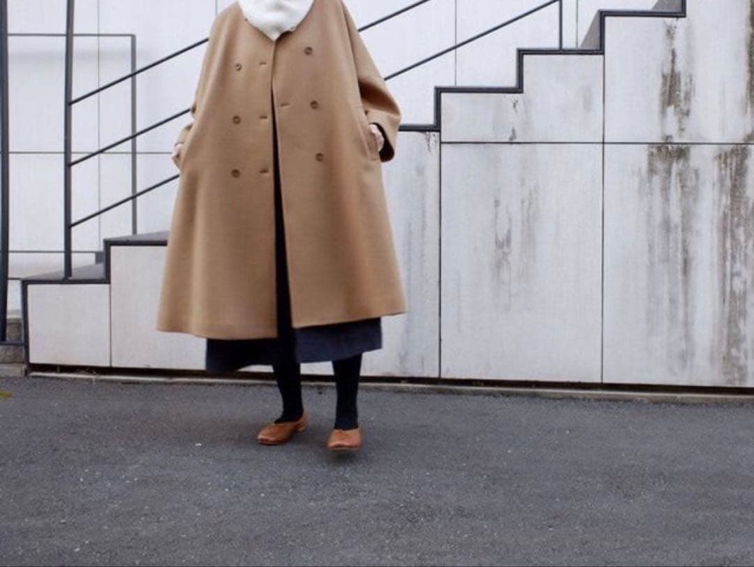 ネストローブ　nest Robe　二重織りビーバーノーカラーコート