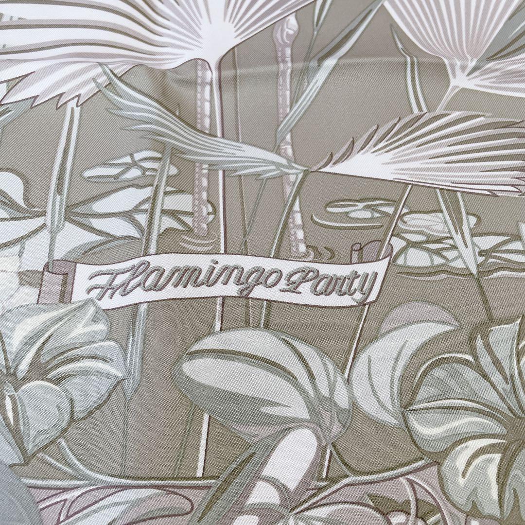 極美品　エルメス　カレ90 フラミンゴパーティー　スカーフ　シルク100%