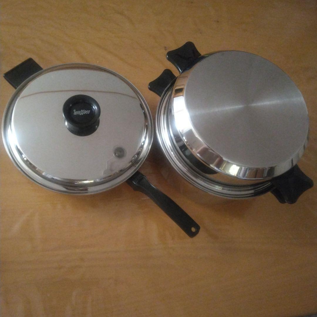 inkor インコア　ダッチオーブン　フライパンステンレス鍋2個セットIH非対応