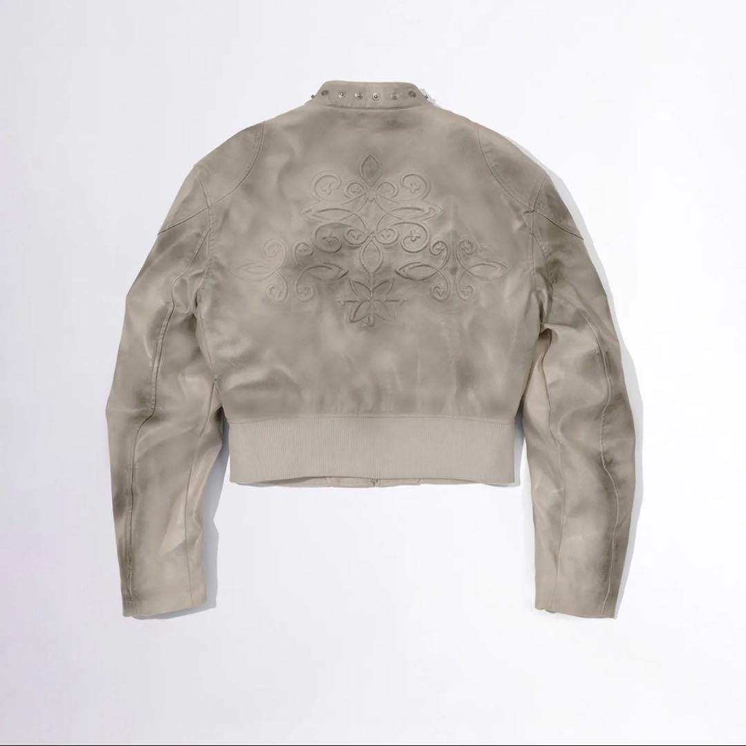 SCULPTOR エンボス フェイク レザー ボンバー ジャケット