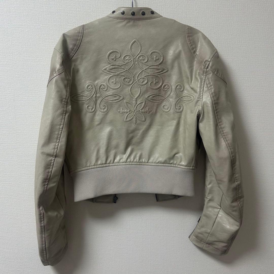 SCULPTOR エンボス フェイク レザー ボンバー ジャケット