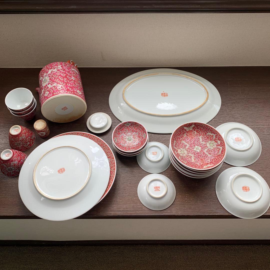 おまけ醤油差し追加【直接取引限定】景徳鎮② 22セット　茶器　食器　中華料理