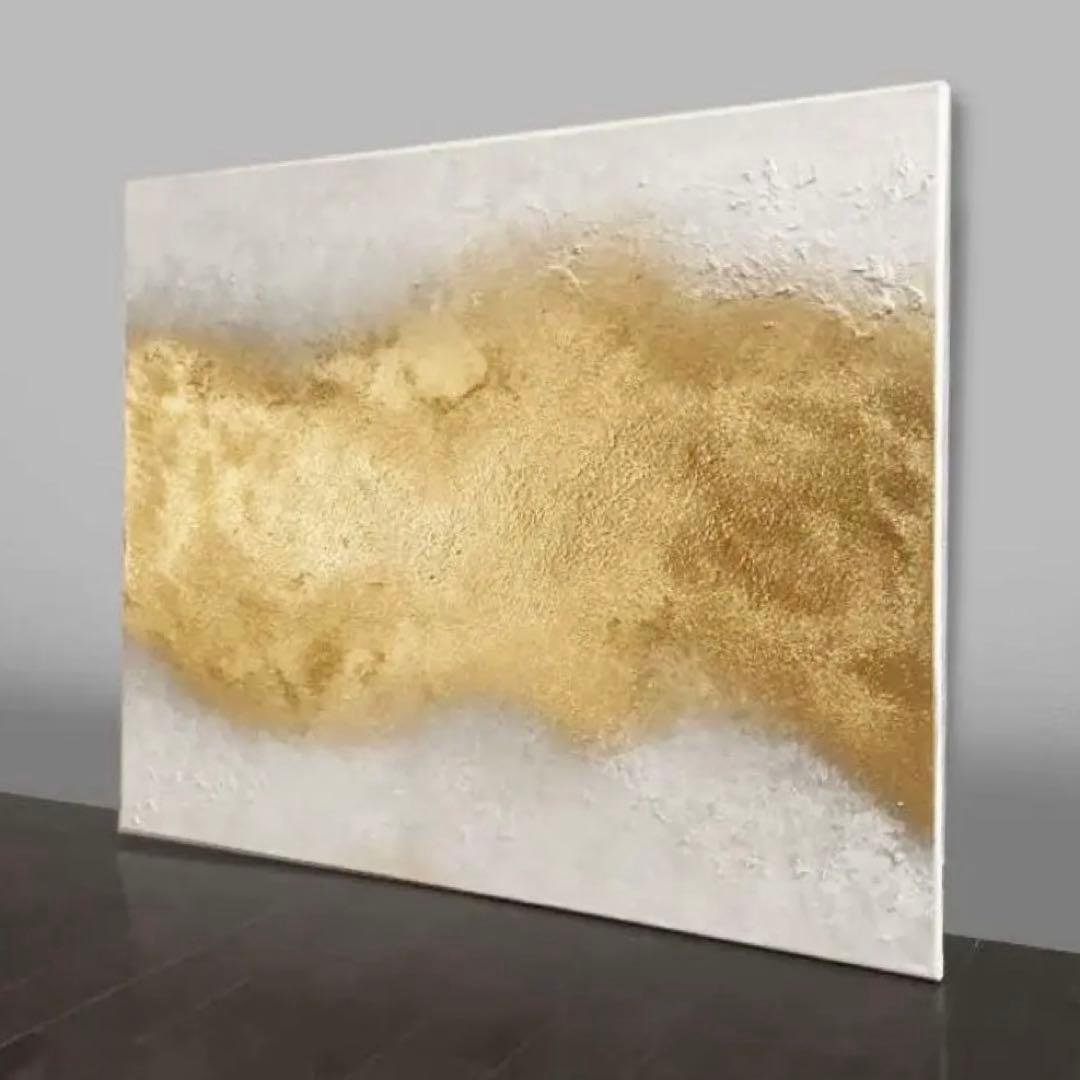 大きい抽象画｜803×652｜現代アート 絵画　テクスチャーアート　大きめ　金白