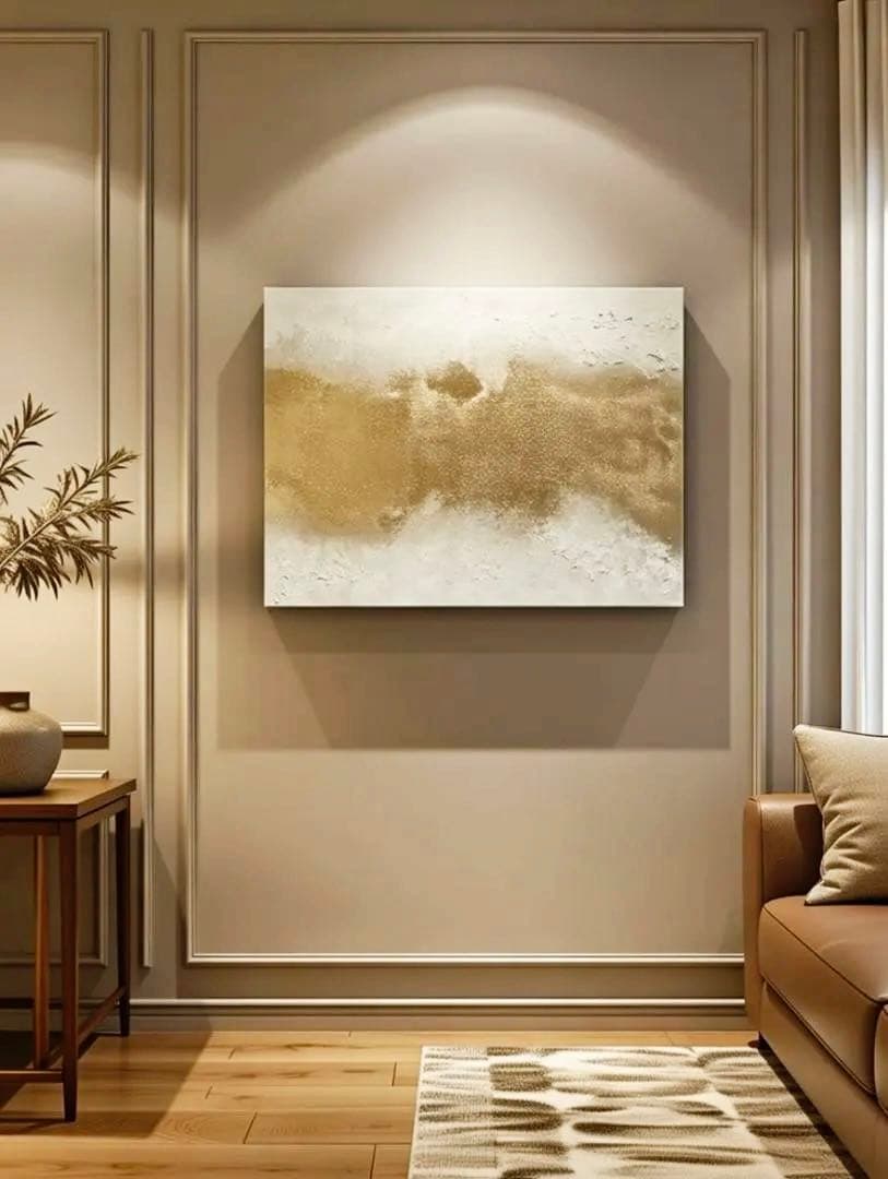 大きい抽象画｜803×652｜現代アート 絵画　テクスチャーアート　大きめ　金白