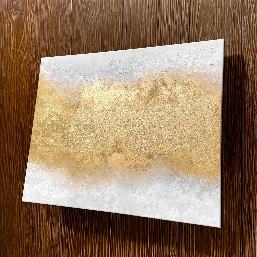 大きい抽象画｜803×652｜現代アート 絵画　テクスチャーアート　大きめ　金白