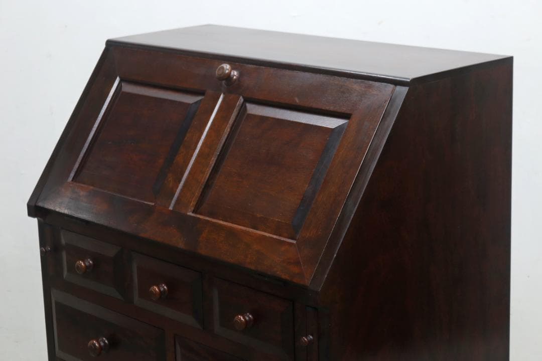 松本民芸家具 ライティングビューロー ミズメザクラ無垢材 デスク キャビネット