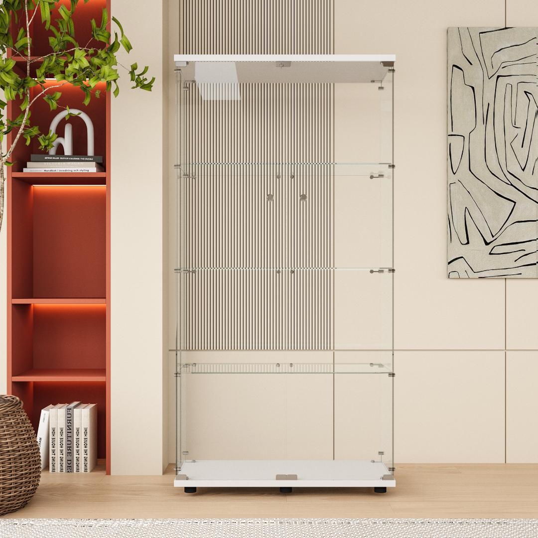 ネクロマンサー【新品】フィギュアケース 4段ワイド 棚 ホワイト ガラス