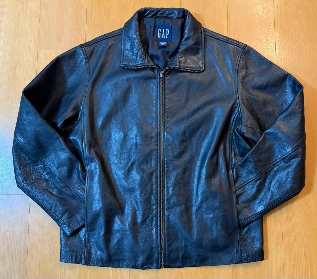 90's OLD GAP シングルレザージャケット　フルジップ　ビンテージ