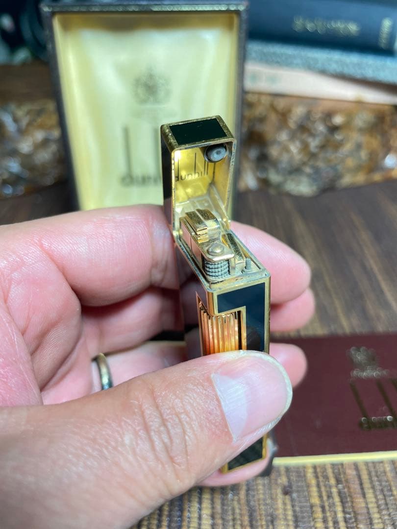 Y*A様 Dunhill ダンヒル ガスライター ブラック×ゴールド ローラー式