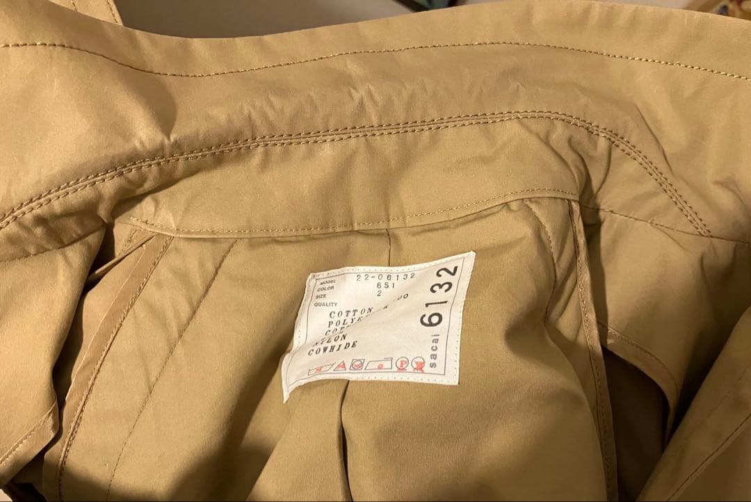sacai トレンチコート サイズ2 後ろプリーツ　ベルト　サカイ