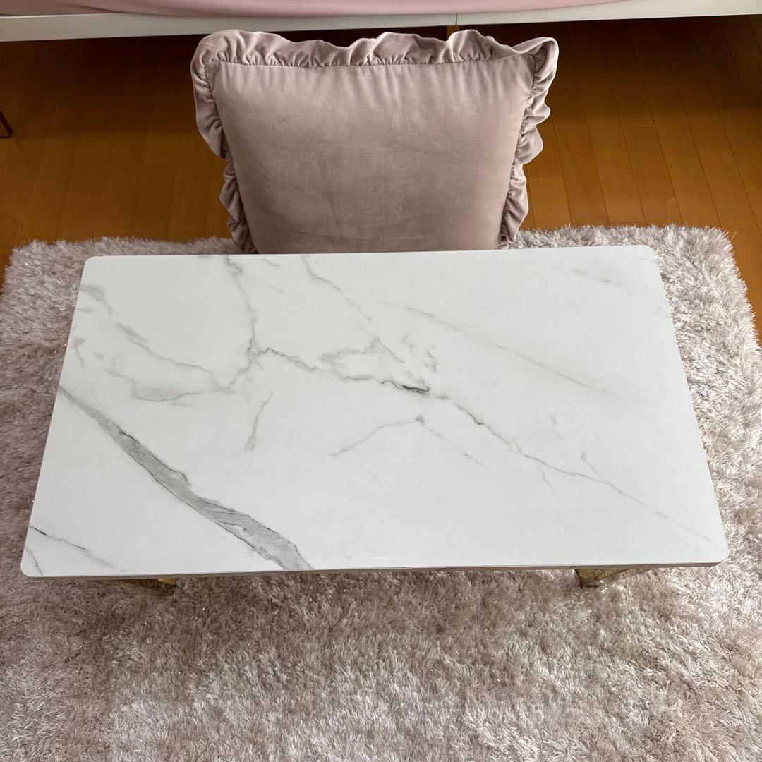 フランフラン　クラッシー フォールディングテーブル マーブル×ゴールド