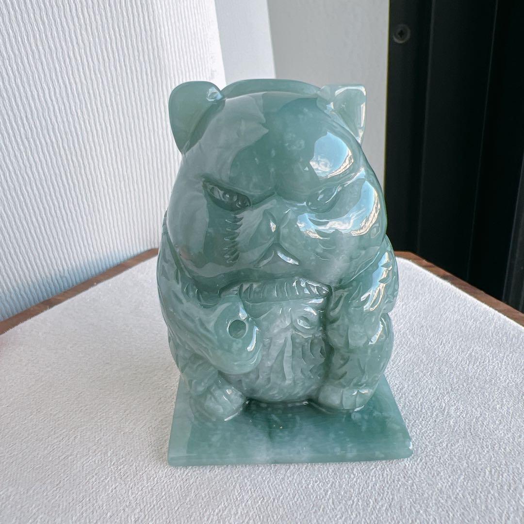 天然グアテマラ産本翡翠 タヌキ置物・オブジェ