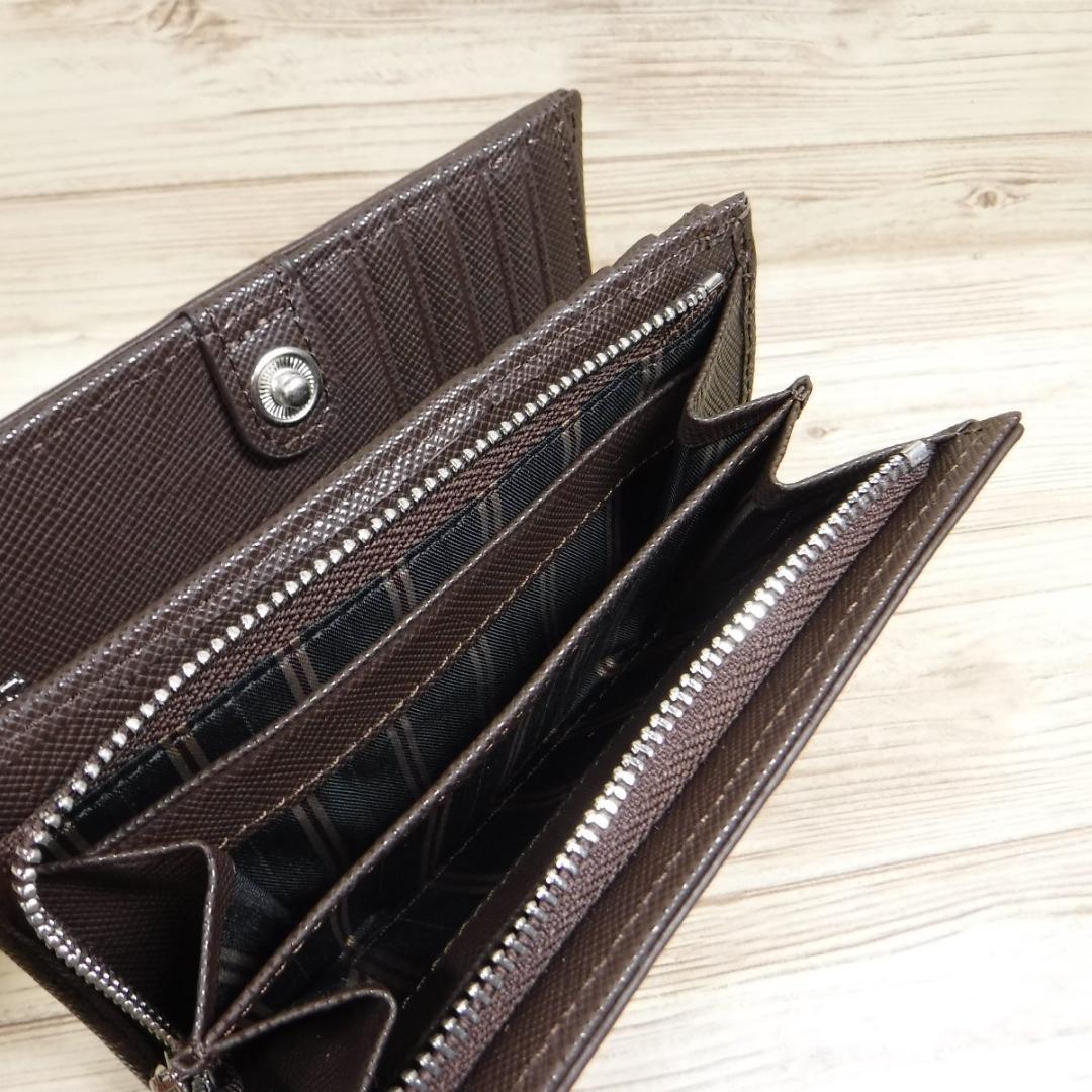 タケオキクチ 定価1万9800円 新品 L字ファスナー 二つ折り財布 艶感 牛革