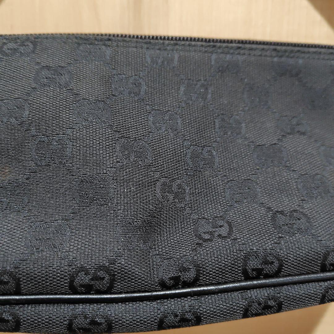 【GUCCI 】GGパターン アクセサリーポーチ ブラック キャンバス地