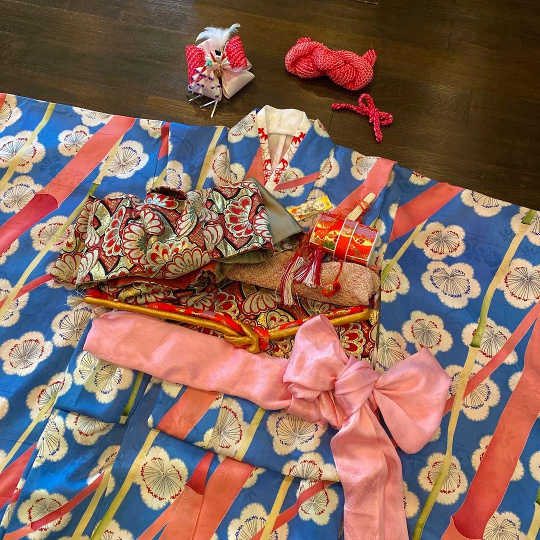 アンティーク 七五三 子供 着物 帯 小物一式 フルセット 大正ロマン 梅 正絹