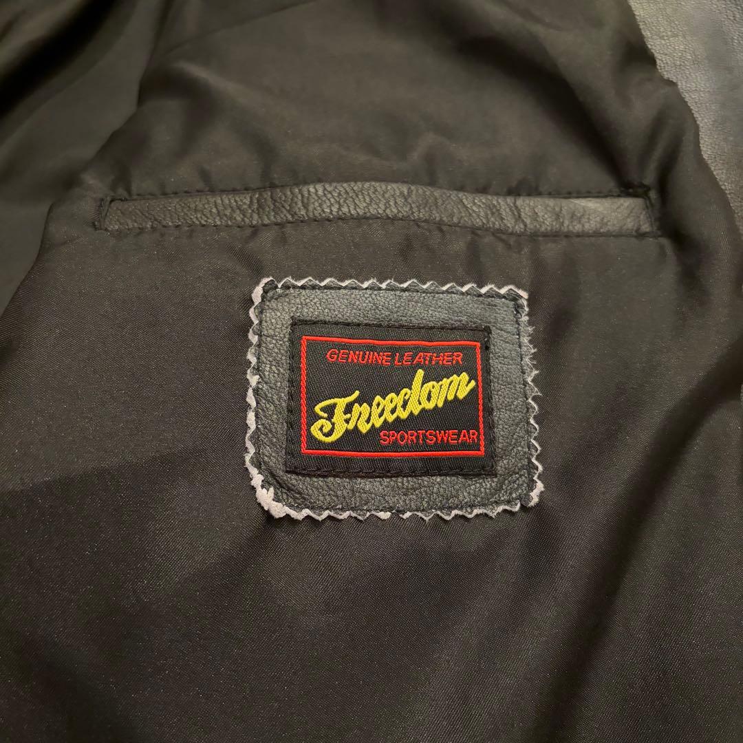 希少5L/完売品　フリーダムレザー 本革 ダブルライダースジャケット ヤギ革 黒