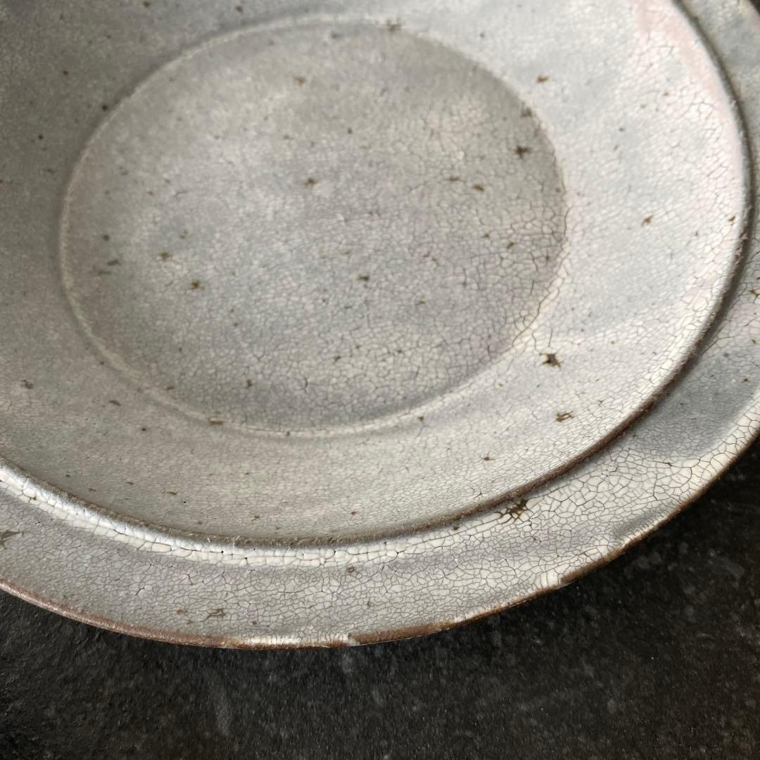 信楽焼　大原拓也さん　裂粉引　リムプレート　スープ皿　2枚