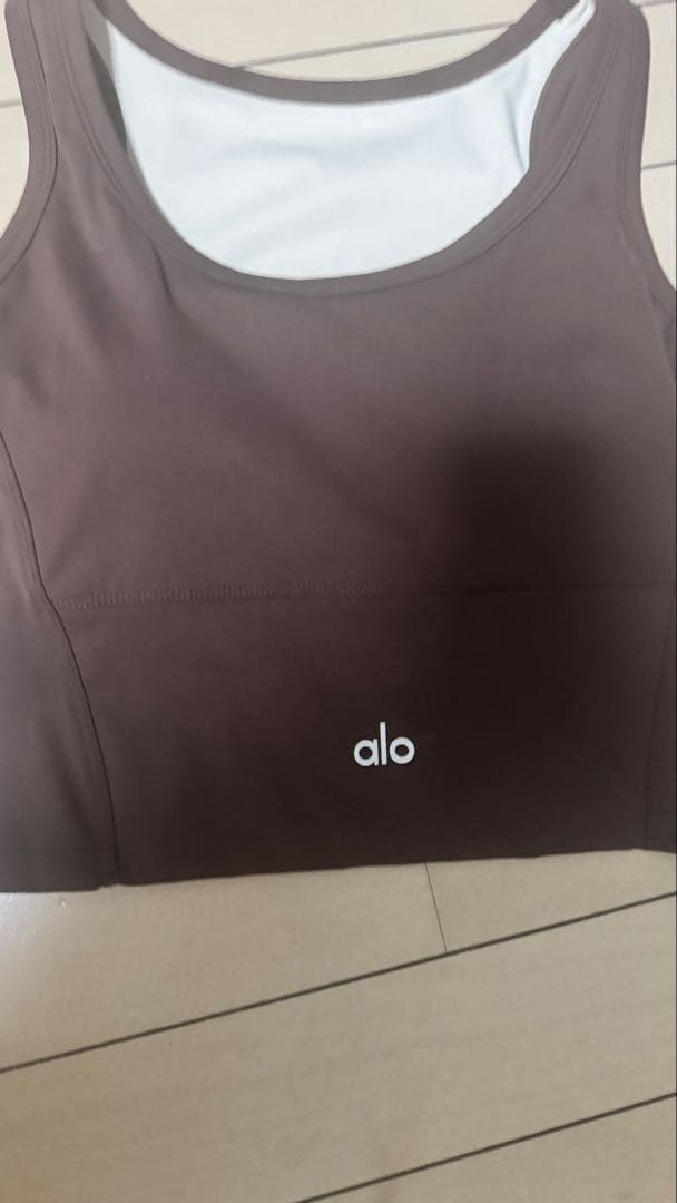 alo ブラウン ヨガウェア セット 上M下L