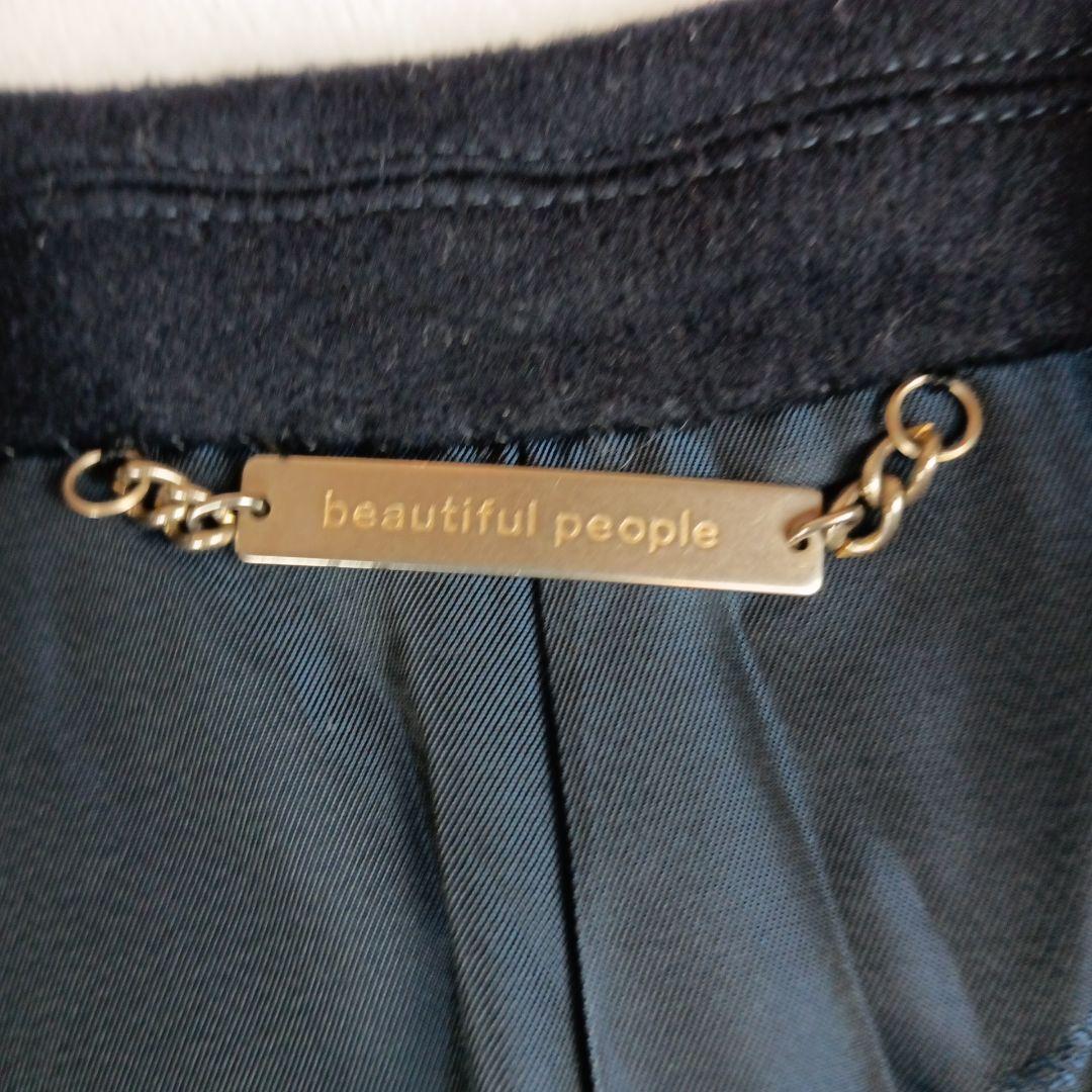 ビューティフルピープル チェスターコート ロロピアーナ カシミヤ混 ネイビー L