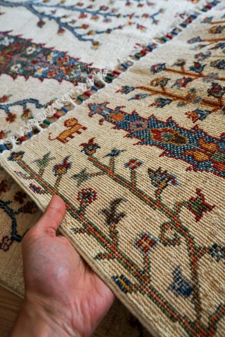 126×81cm アフガニスタン ガズニー ウール 手織り絨毯 ペルシャ