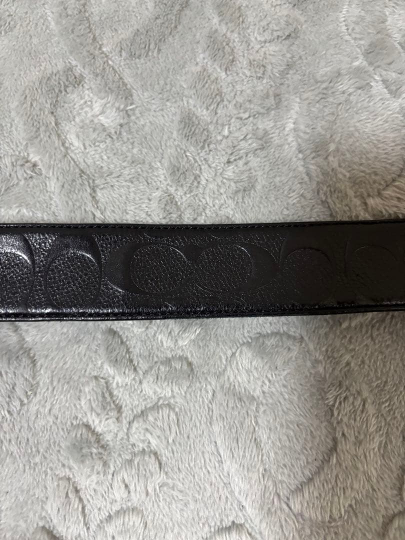 コーチ黒レザー ベルト シルバーC型バックル