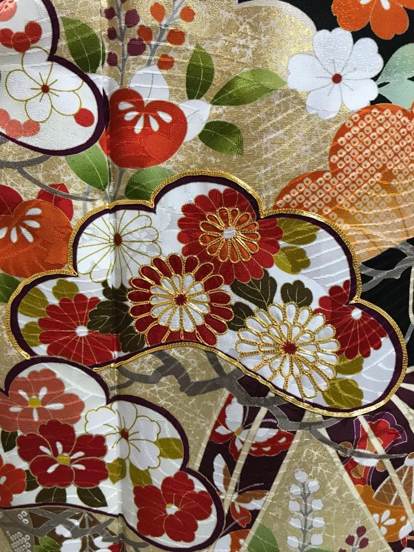 ！値下げ！【正絹】黒 振袖&襦袢２点セット(美品)おまけ付き