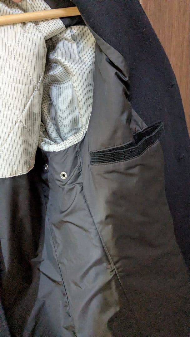 SHIPS SUPER140's ウール ステンカラーコート ネイビー