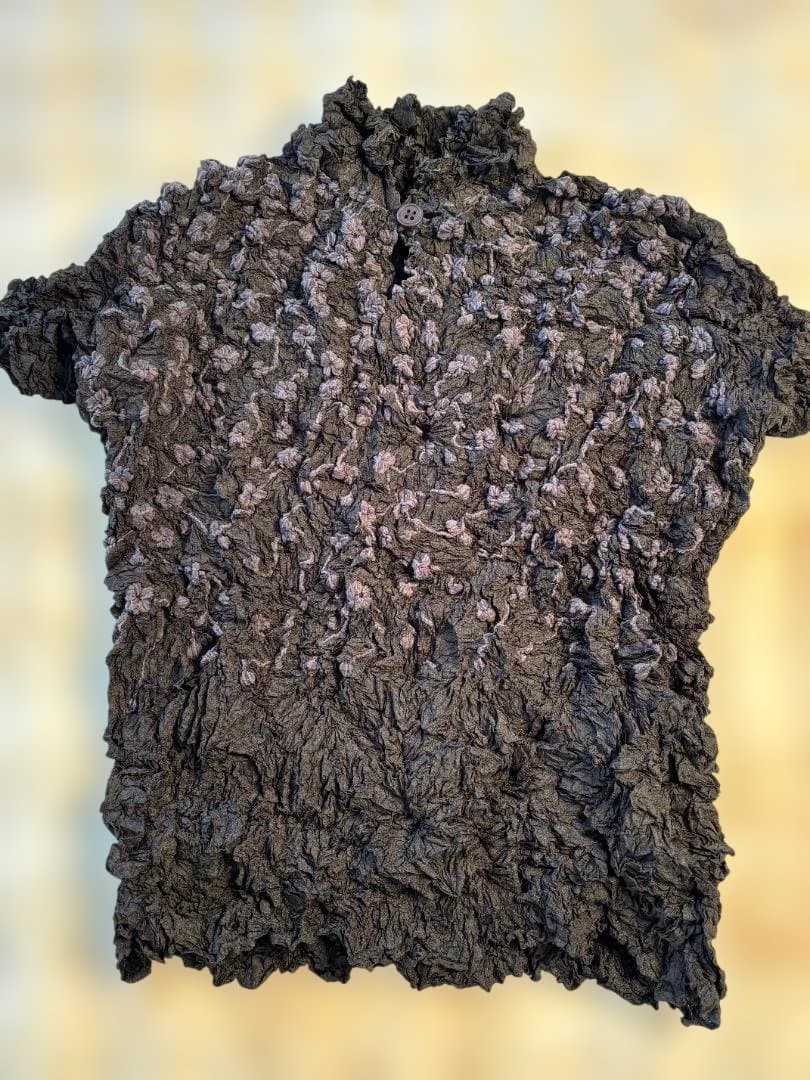 [超希少] ISSEY MIYAKE しわ&刺繍 プリーツ ショート丈