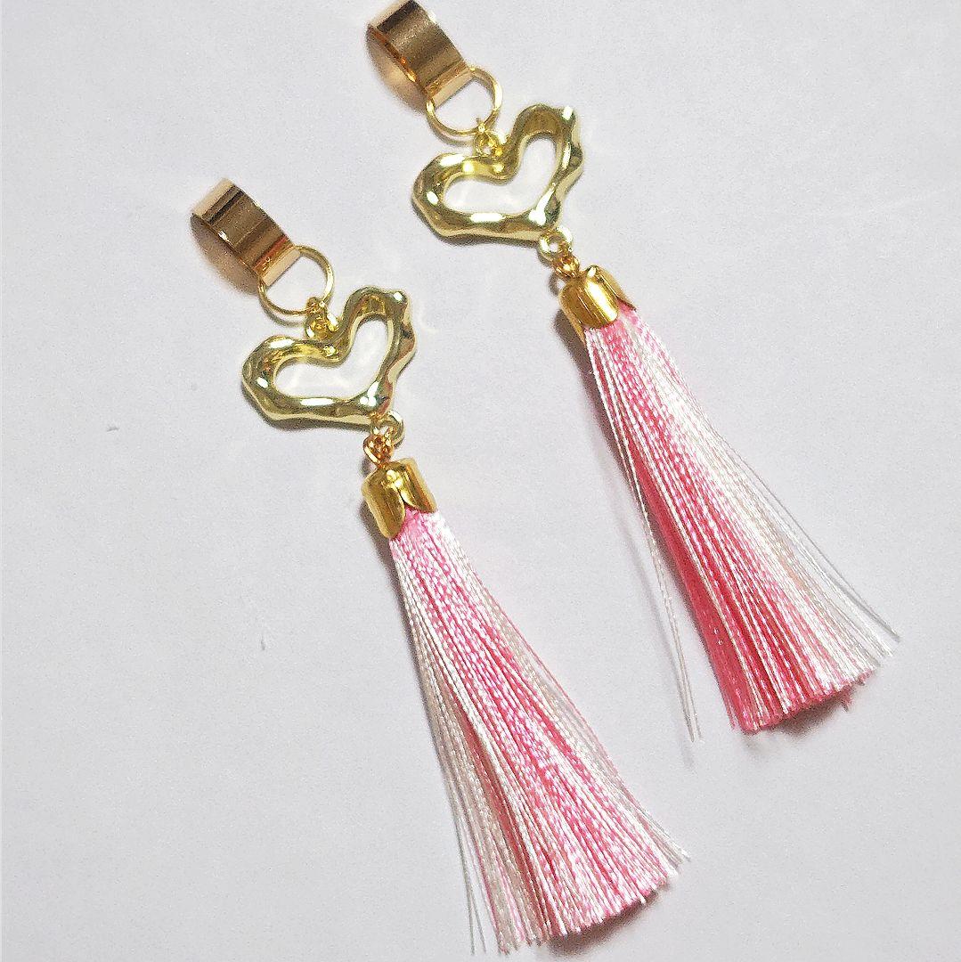 【1224】ハートとタッセルのピアスイヤリング