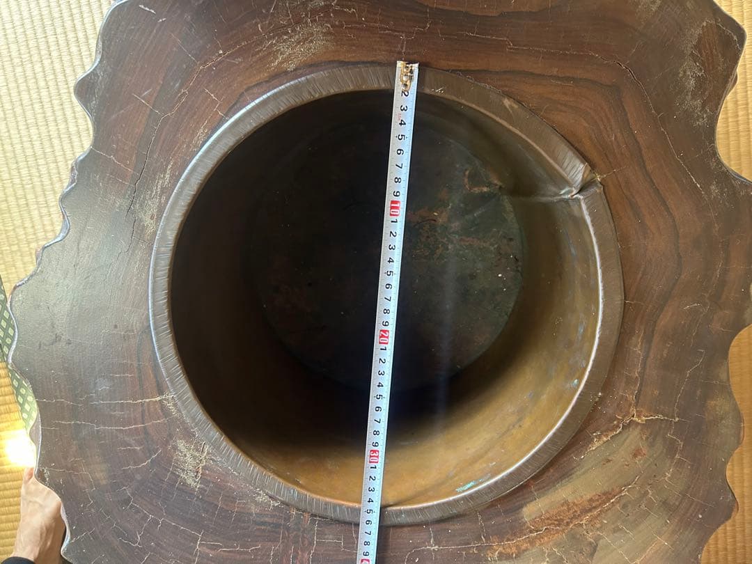 紅紫檀 火鉢 高さ約43cm 幅約67cm 天然木 おしゃれ 手あぶり 完成