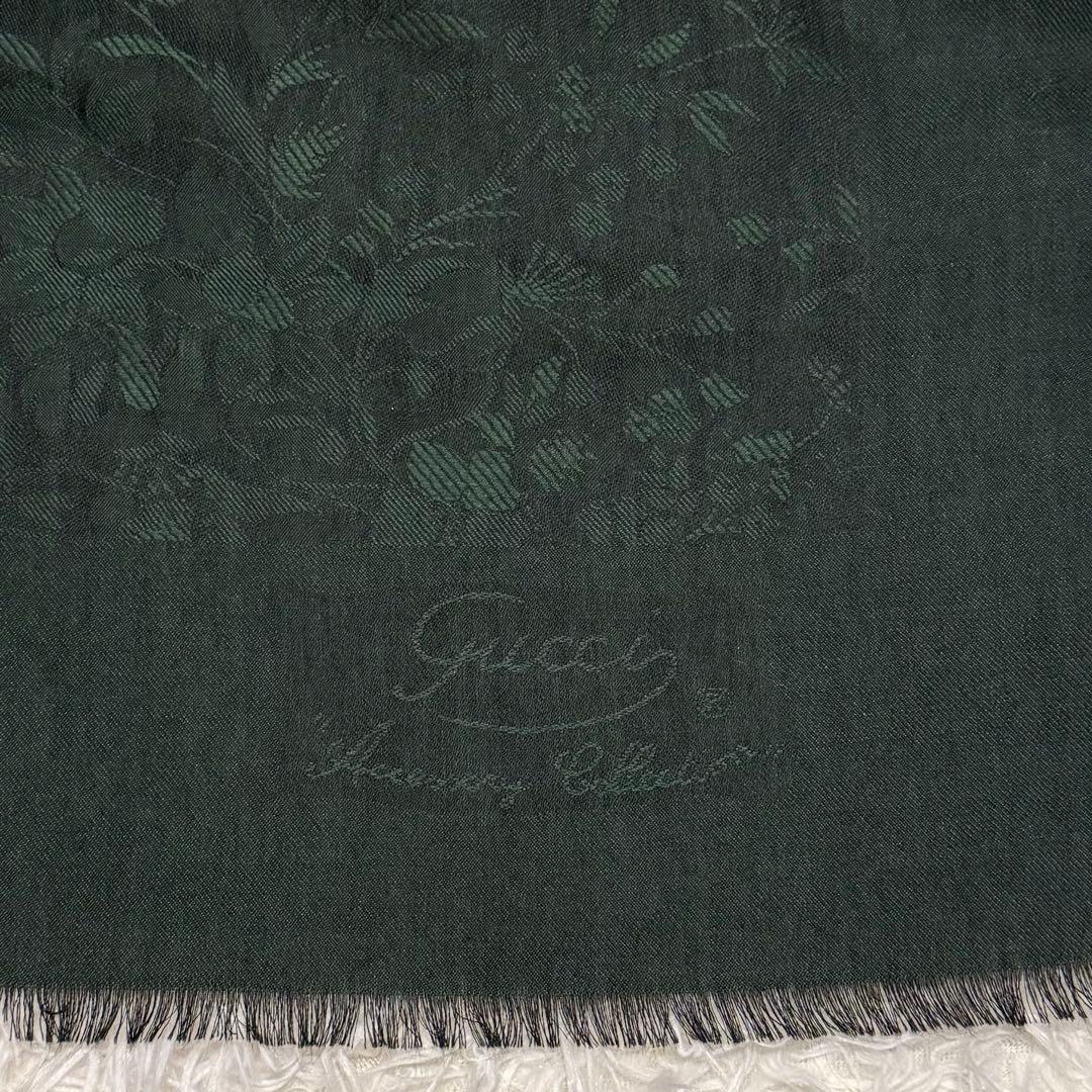 【箱付 美品】GUCCI マフラー ストール レディース シルク30% 濃緑