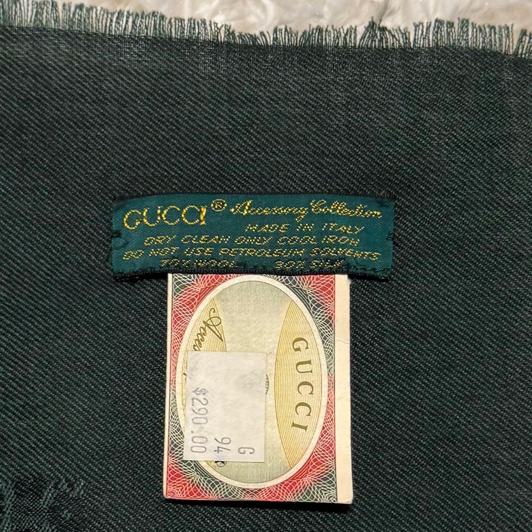 【箱付 美品】GUCCI マフラー ストール レディース シルク30% 濃緑