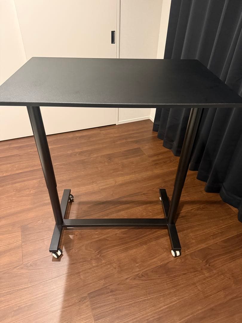 タンスのゲン幅90cm スタンディングデスク 上下昇降式 キャスター付きブラック
