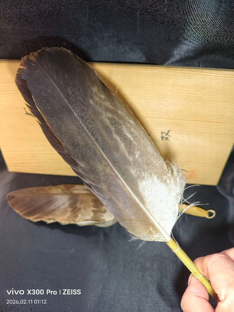 茶道具 羽箒 一双 共箱 鳳斎作 旧家蔵出し美品 炉用？茶会用 茶釜