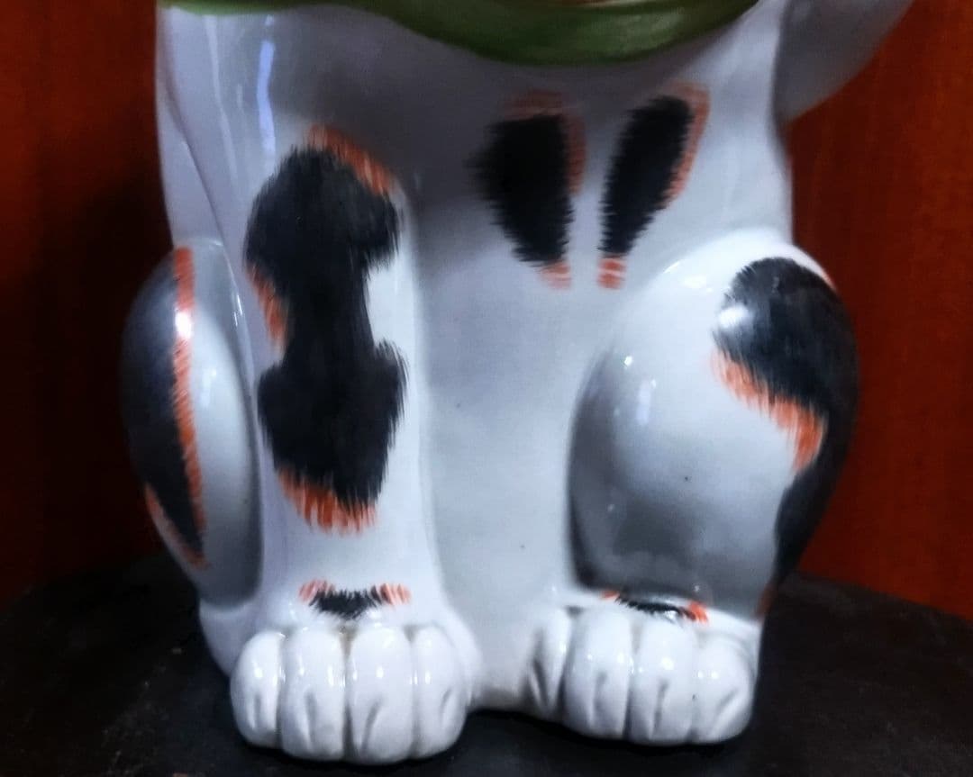 九谷焼 招き猫 三毛盛１０号 ３１センチ アンティーク 美品