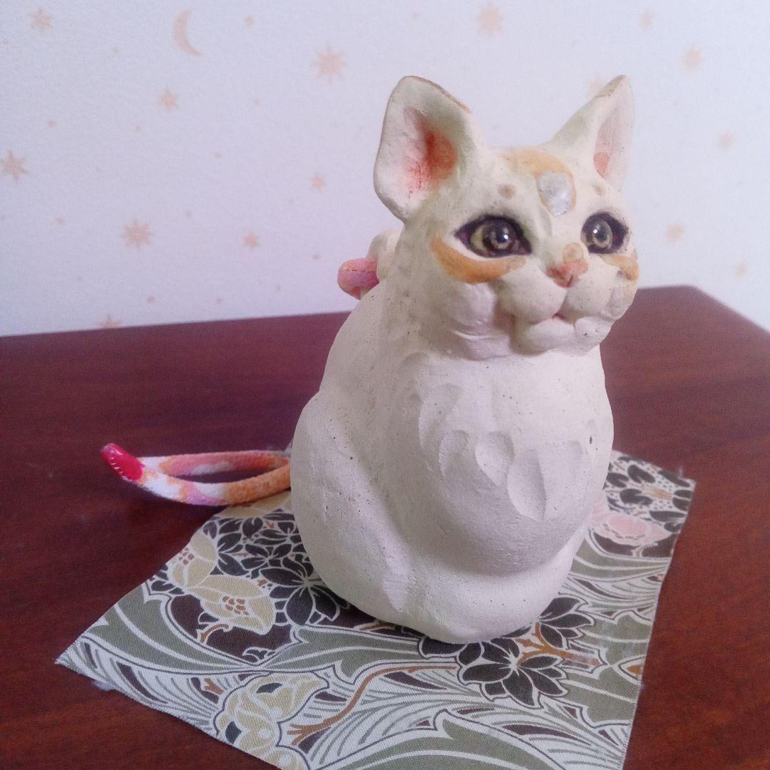 吉田一也先生　陶器猫の土鈴・置物