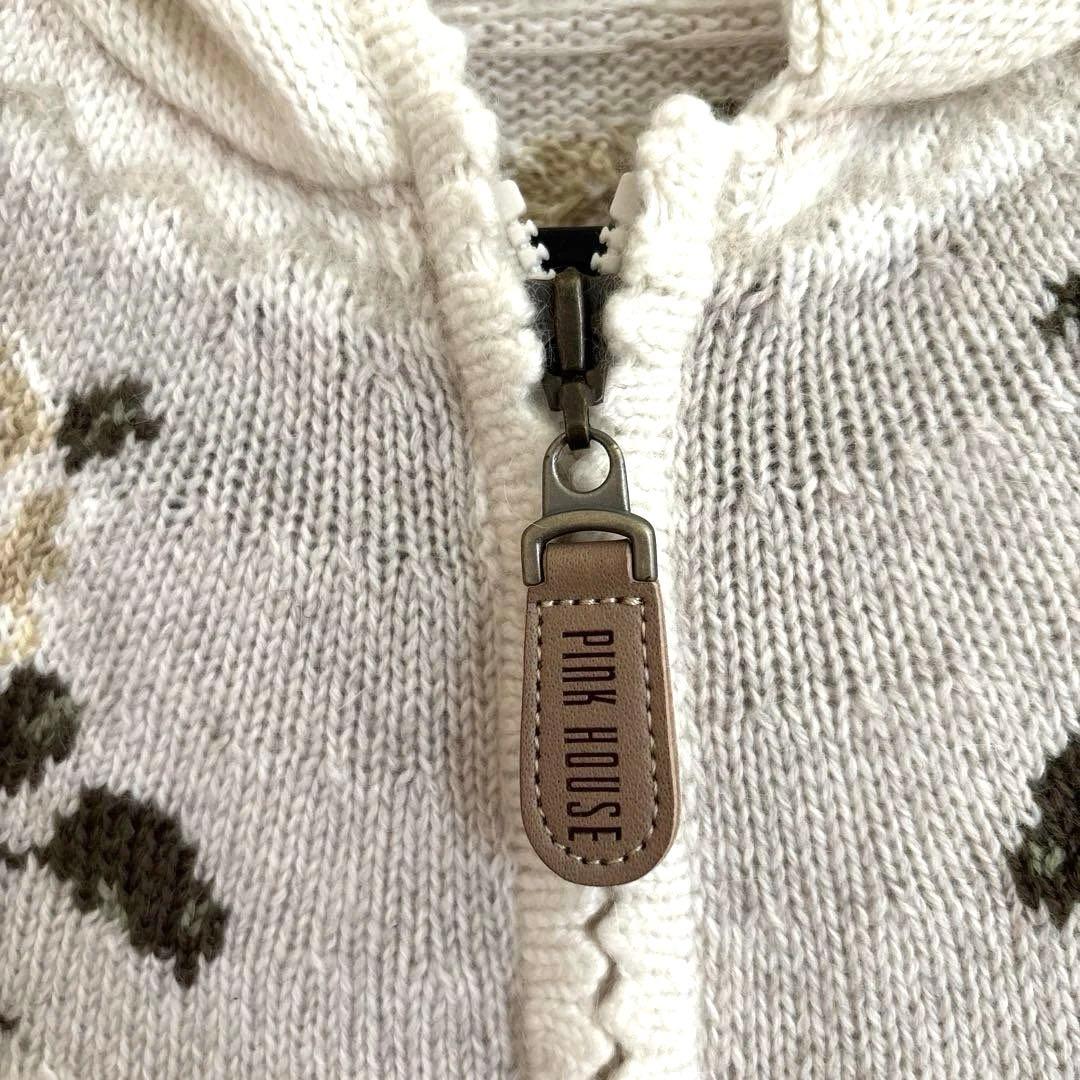 ピンクハウスフード付きニットジップパーカーカーディガン　カシミヤアンゴラ混レトロ