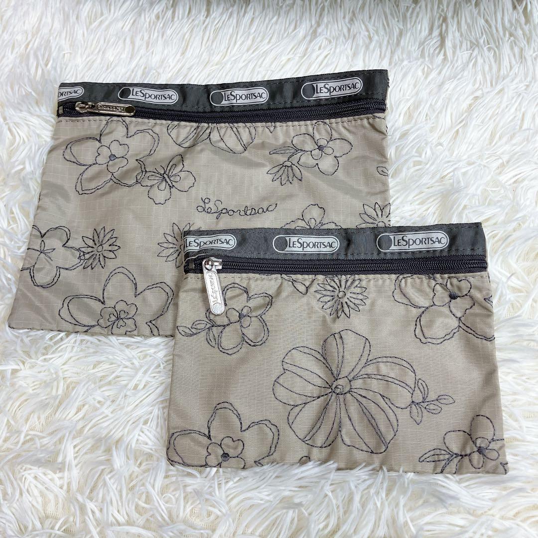 ✨極美品✨レスポートサック　ボストンバッグ　刺繍　花柄　ベージュ　ショルダー