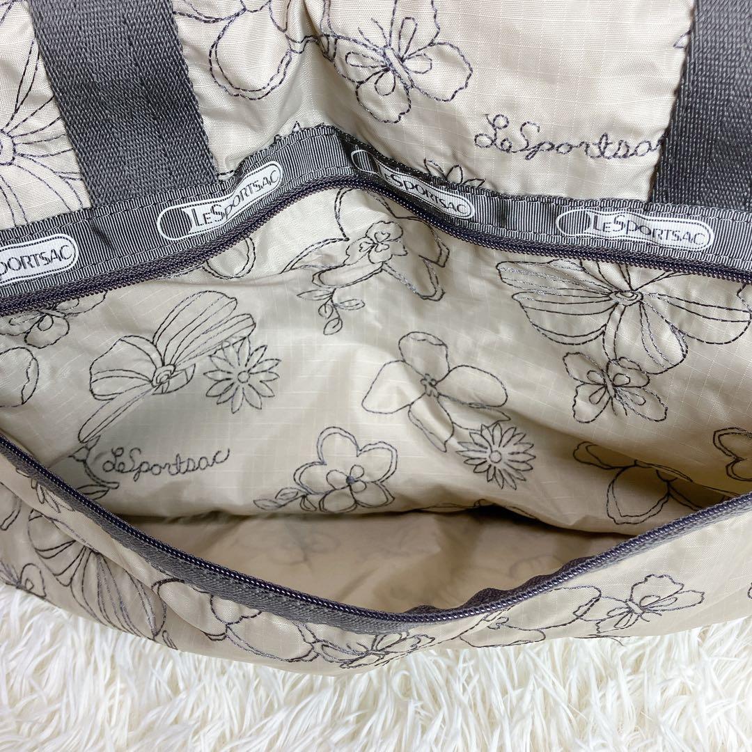 ✨極美品✨レスポートサック　ボストンバッグ　刺繍　花柄　ベージュ　ショルダー