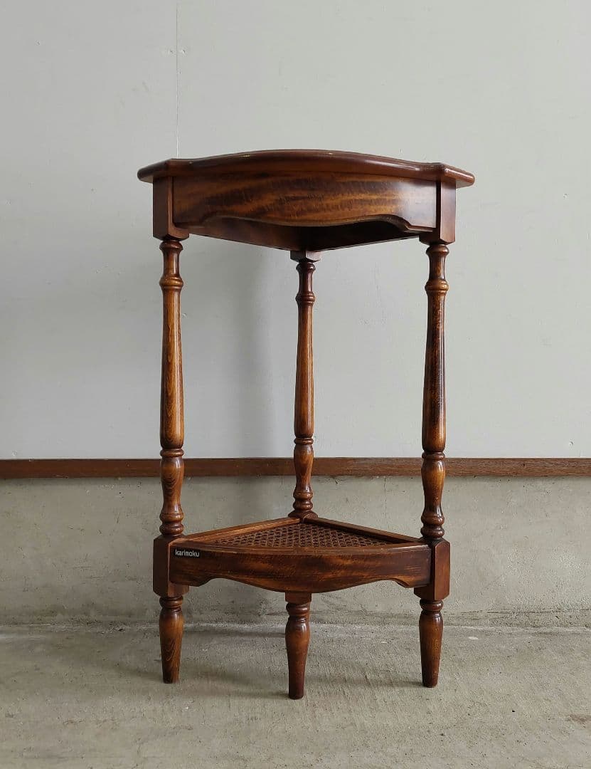 カリモク コロニアル 電話台 コーナーラック フラワースタンド