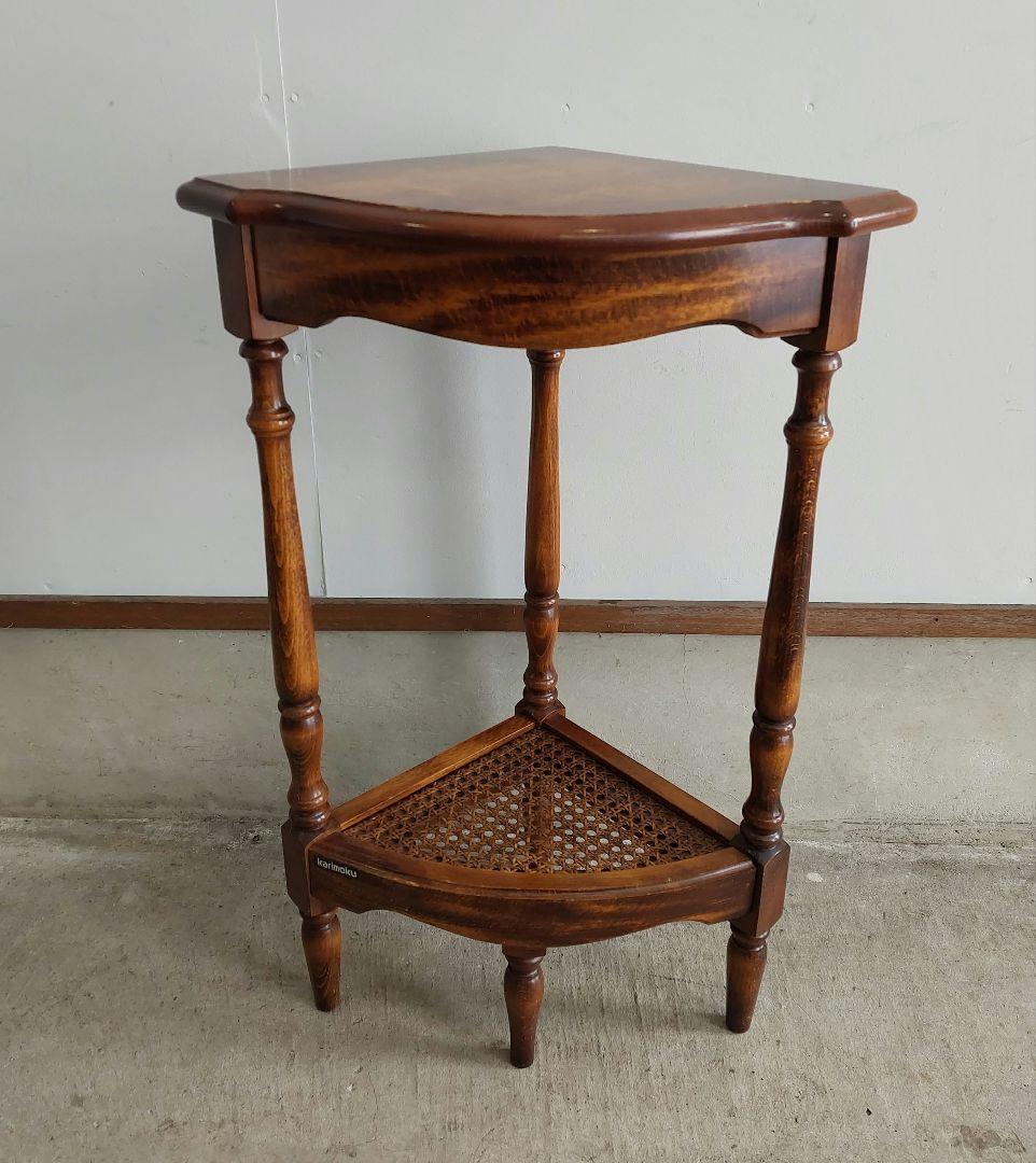 カリモク コロニアル 電話台 コーナーラック フラワースタンド