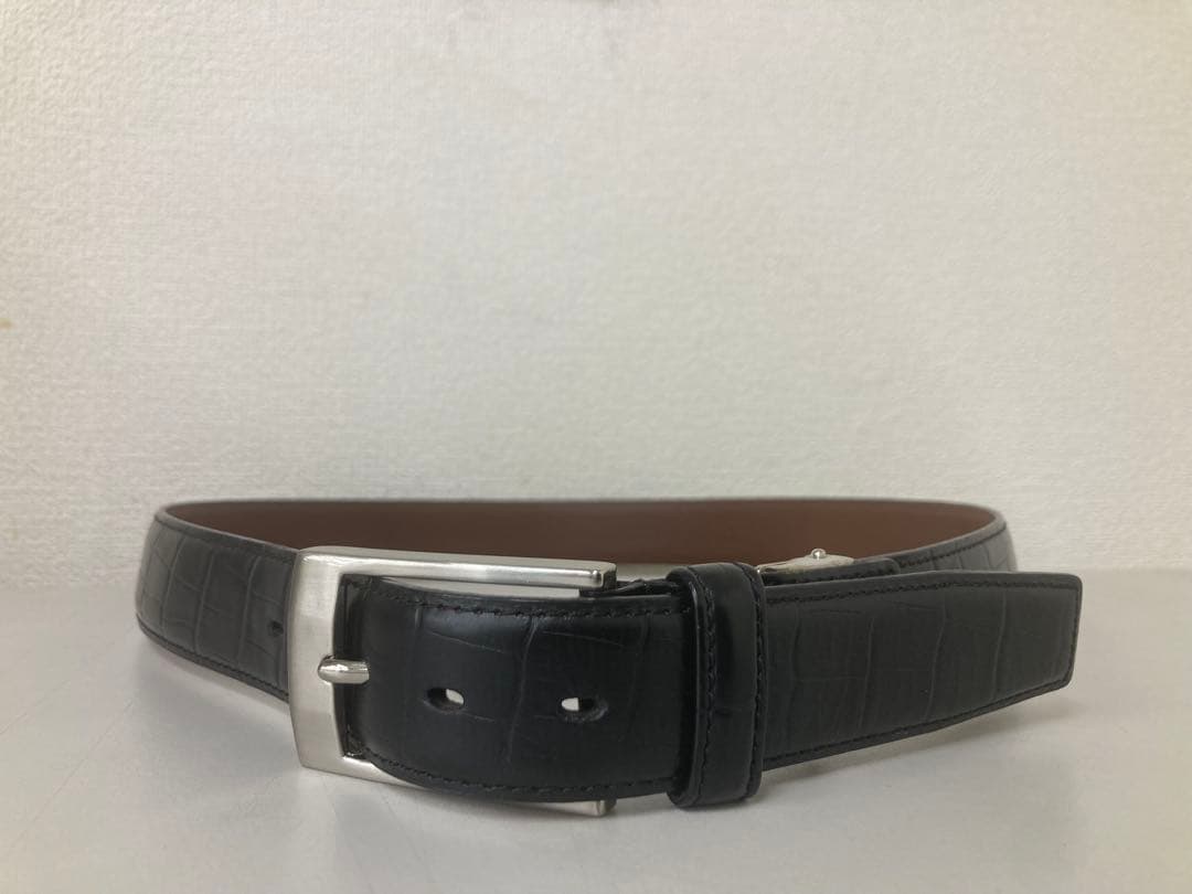 【極美品】PRAIRIE GINZA メンズベルト コードバン クロコ型押し 黒