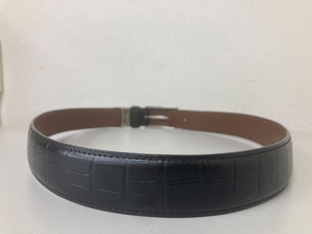 【極美品】PRAIRIE GINZA メンズベルト コードバン クロコ型押し 黒