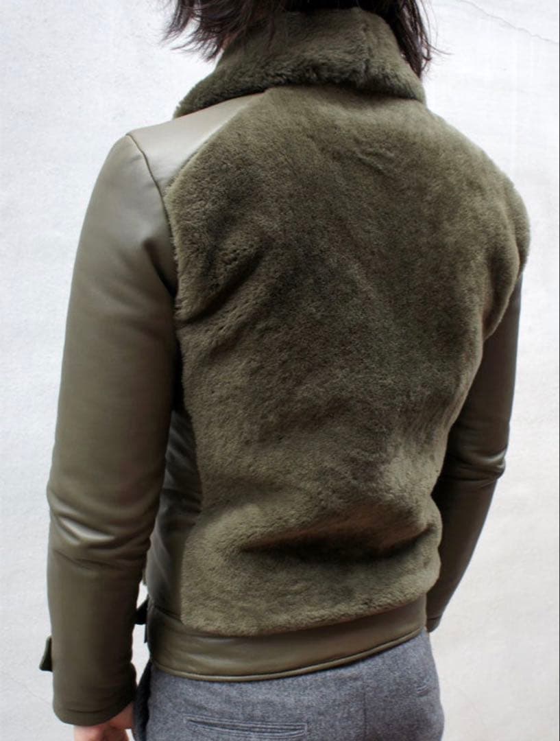 AKM ムートンレザー グリズリージャケット M カーキ 熊ジャン サイズM