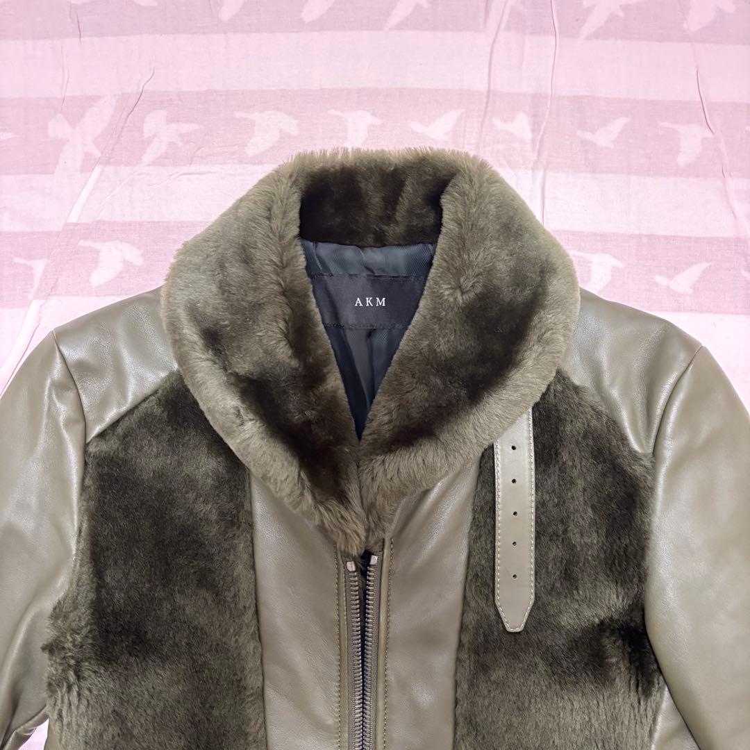 AKM ムートンレザー グリズリージャケット M カーキ 熊ジャン サイズM