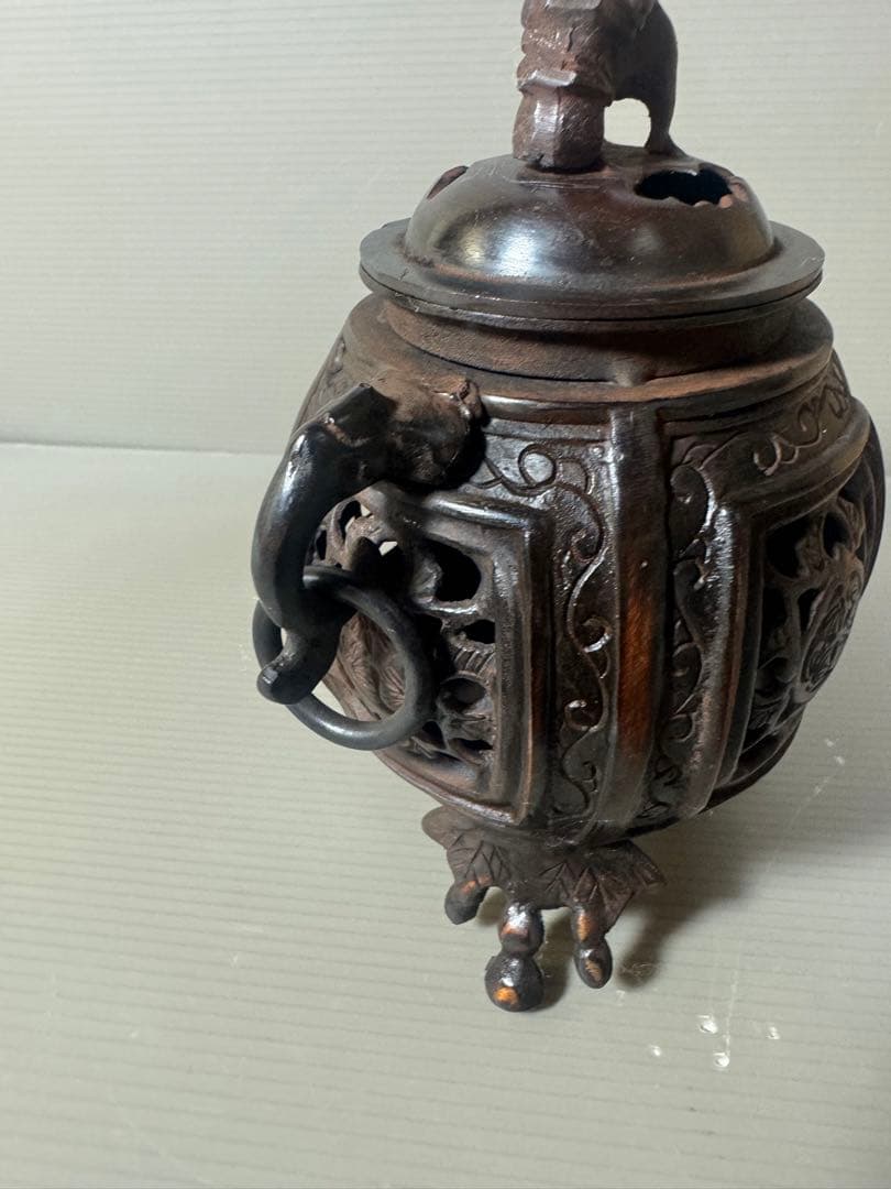 2566 銅製　大明宣徳銘　獅子香炉