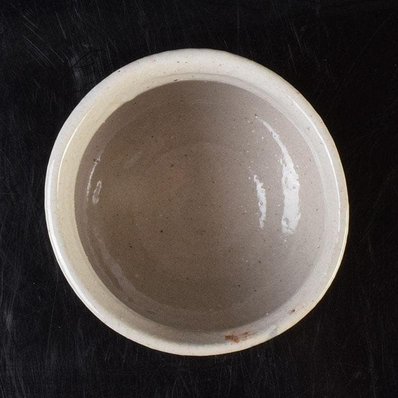 北大路魯山人作　志野焼　草文　茶碗　仕覆付　共箱　M　R9329