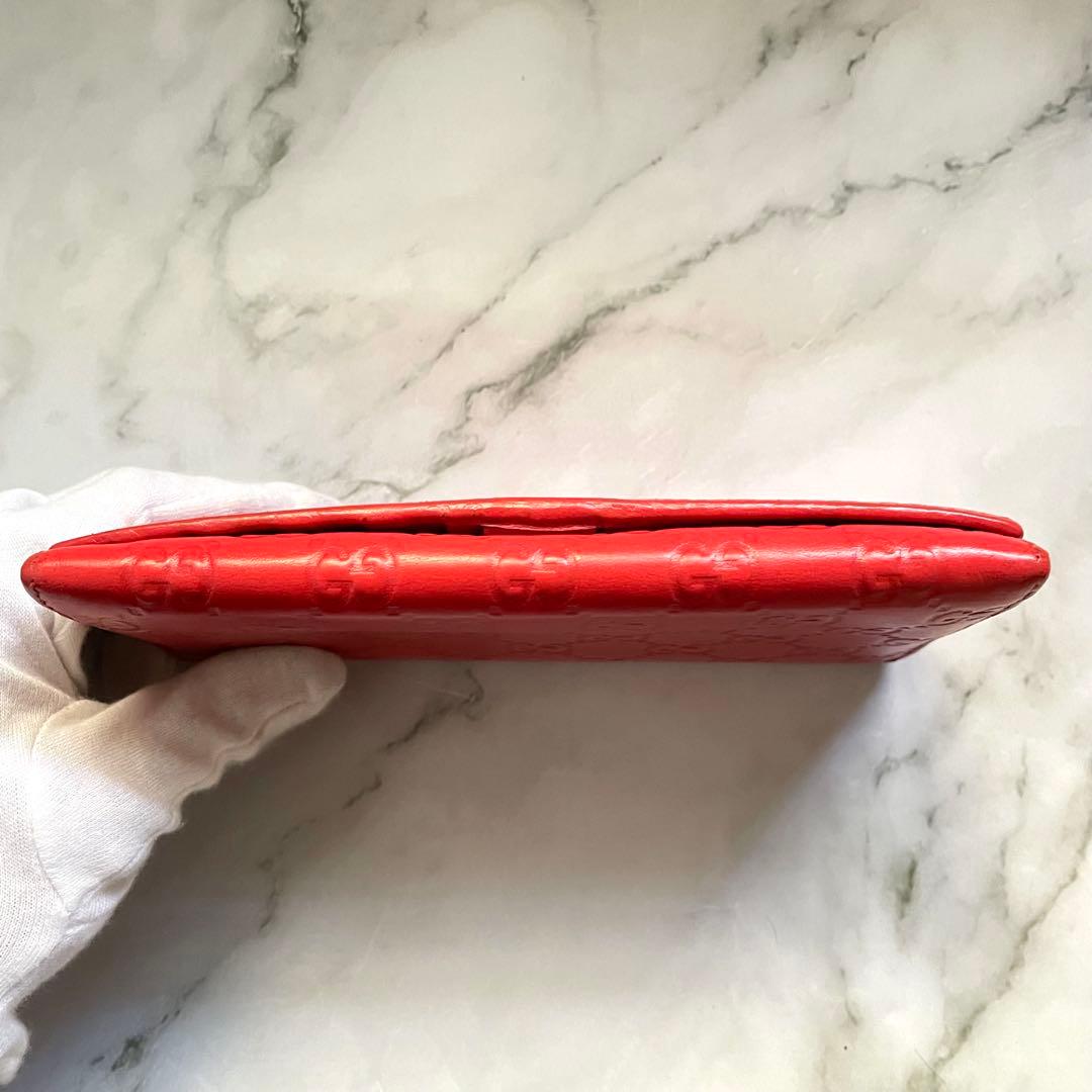 GUCCI グッチ フラップ 長財布　シマレザー　2つ折り財布　0112-③