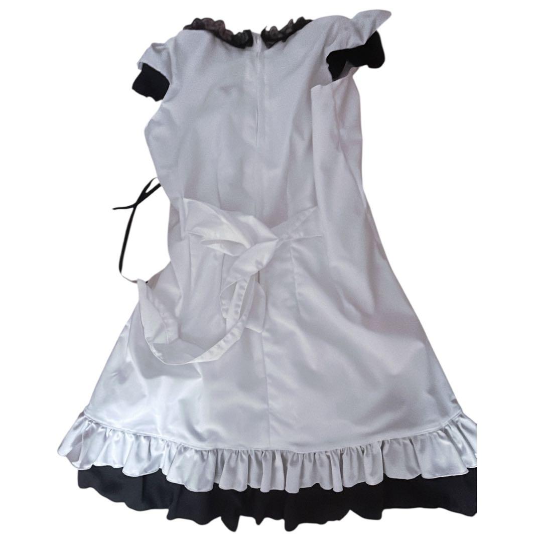 ♡MARBLE　フリル袖編み上げワンピース：白×黒レース♡